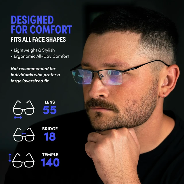 Alt view image 5 of 6 - Blue Light Blocking Computer Reading Glasses Men Anti UV Filter Eye Strain Migraine Headache Gaming TV Protection (Titanium Black, 1.0, x)