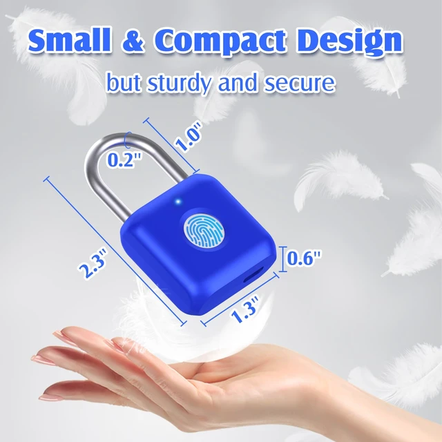 Alt view image 6 of 7 - Fingerprint Padlock, Smart Padlock, Locker Lock, Fingerprint Lock with APP Unlock, USB Rechargeable, Suitable for Gym Locker, Locker(Sapphire Blue)