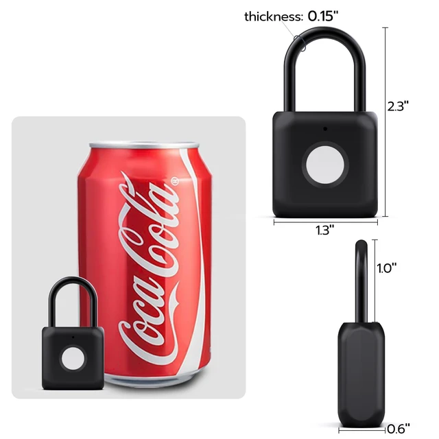 Alt view image 5 of 7 - Fingerprint Padlock, Gym Lock for Locker with App, Rechargeable | Keyless Biometric Lock for School & Work Lockers, Bluetooth & iOS Watch Unlock, 20 Fingerprints, Backpack, Luggage, Black