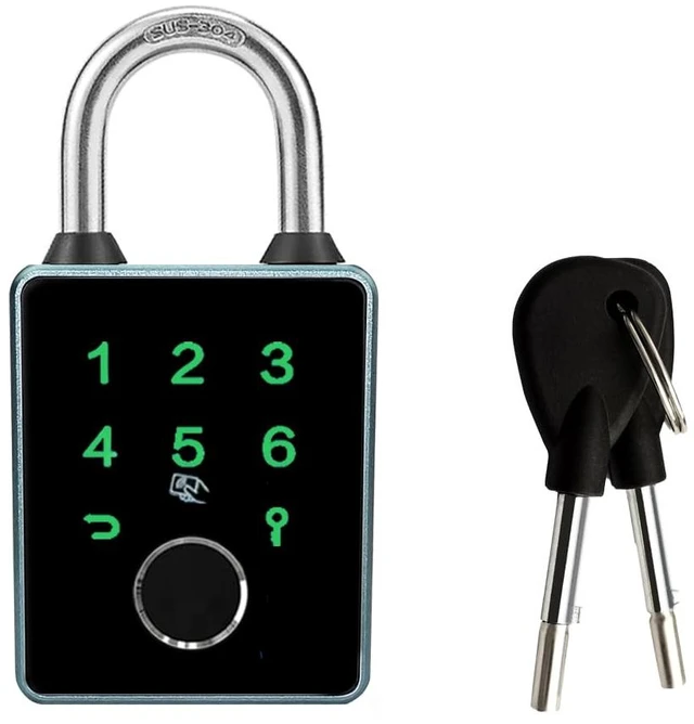 Main image of Smart Padlock with Key,Fingerprint Padlock Bluetooth Pad Lock with Code Tuya App 7.5mm Schackle Suitable for Gate Gym Warehouse School Fence,Outdoor,Warehouse, Sports, Bike