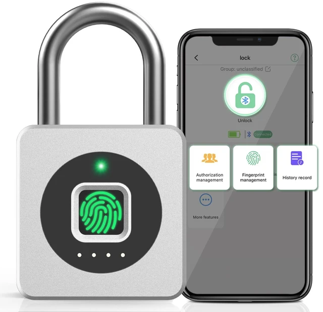 Main image of Fingerprint Padlock with APP, Keyless Biometric Lock, Smart Waterproof Padlock Suitable for Gym, Locker, Gates, Fence and Storage
