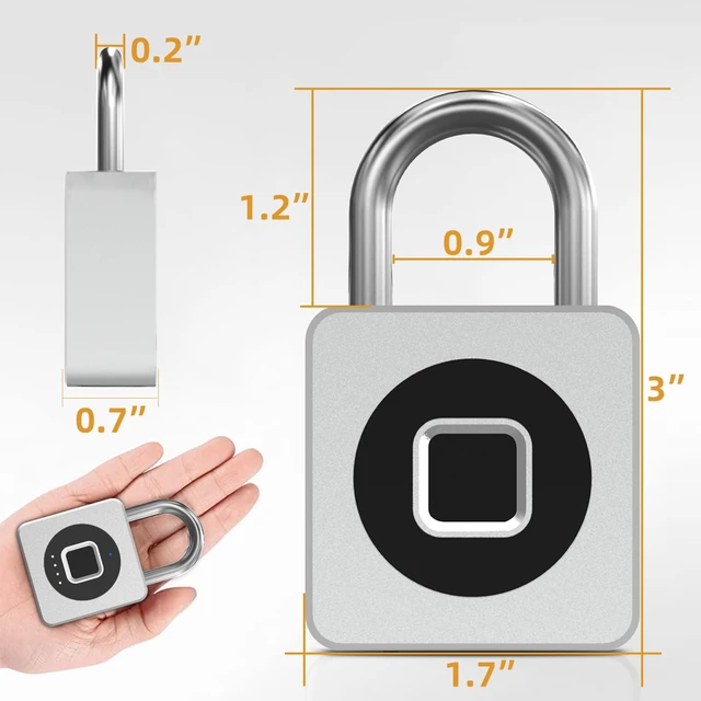Alt view image 7 of 7 - Fingerprint Padlock with APP, Keyless Biometric Lock, Smart Waterproof Padlock Suitable for Gym, Locker, Gates, Fence and Storage