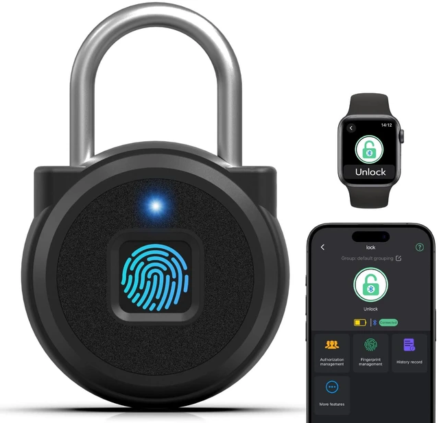 Main image of Fingerprint Padlock,Fingerprint Locker Lock,Biometric Smart Padlock Outdoor Waterproof Pad Lock for Locker Gym Fence Gate Toolbox Case Storage