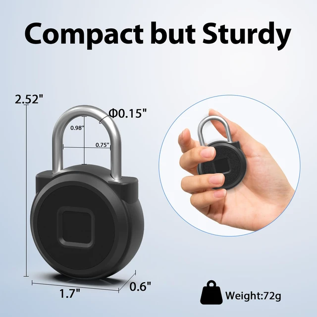 Alt view image 7 of 7 - Fingerprint Padlock,Fingerprint Locker Lock,Biometric Smart Padlock Outdoor Waterproof Pad Lock for Locker Gym Fence Gate Toolbox Case Storage