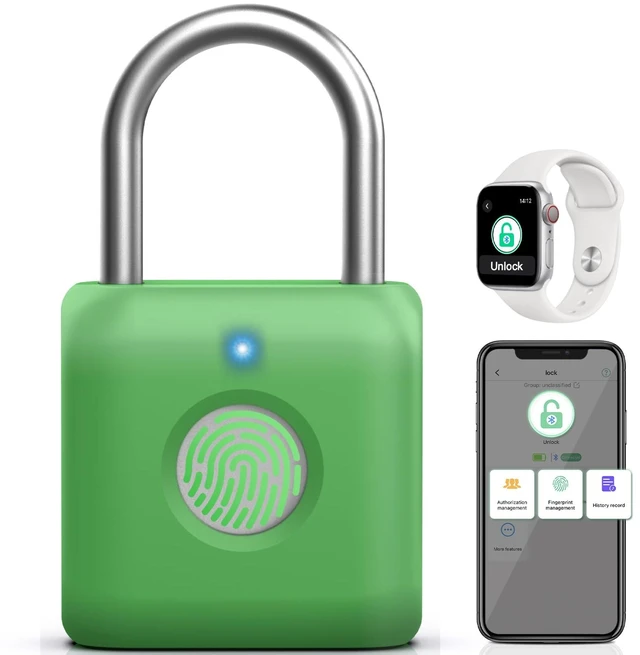 Main image of Fingerprint Padlock, Smart Padlock, Locker Lock, Combination Lock, Fingerprint Lock with APP Unlock, USB Rechargeable, Suitable for Gym Locker, Locker(Avocado Green)