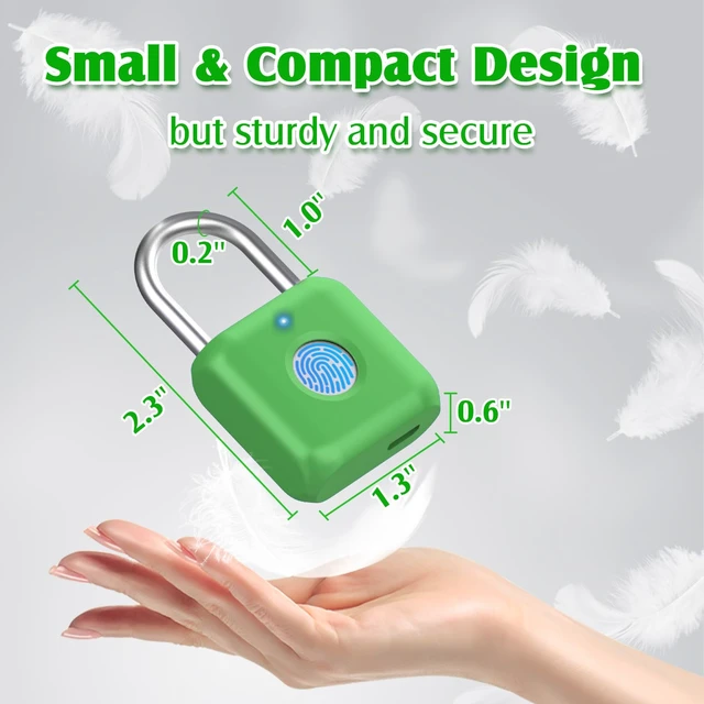 Alt view image 6 of 7 - Fingerprint Padlock, Smart Padlock, Locker Lock, Combination Lock, Fingerprint Lock with APP Unlock, USB Rechargeable, Suitable for Gym Locker, Locker(Avocado Green)