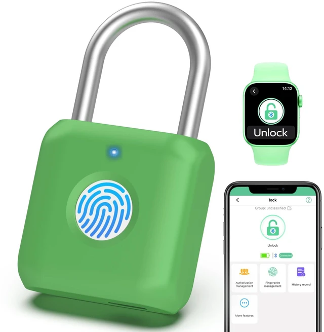 Main image of Gym Locker Lock,School Locker Lock,Fingerprint Padlock for Gym Locker Smart Padlock with APP Unlock,USB Rechargeable for School Gym Locker Dorms Gate Fence Toolbox Hasp Storage