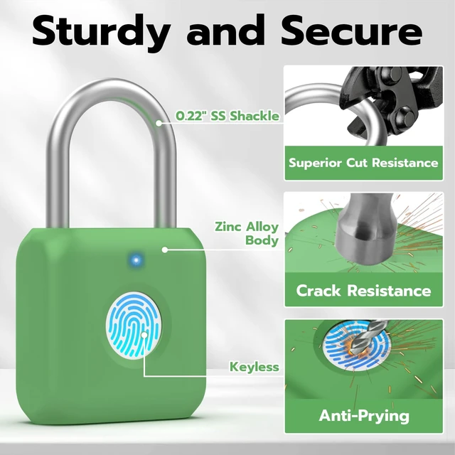 Alt view image 5 of 7 - Gym Locker Lock,School Locker Lock,Fingerprint Padlock for Gym Locker Smart Padlock with APP Unlock,USB Rechargeable for School Gym Locker Dorms Gate Fence Toolbox Hasp Storage