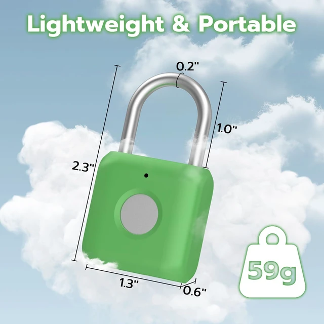 Alt view image 7 of 7 - Gym Locker Lock,School Locker Lock,Fingerprint Padlock for Gym Locker Smart Padlock with APP Unlock,USB Rechargeable for School Gym Locker Dorms Gate Fence Toolbox Hasp Storage
