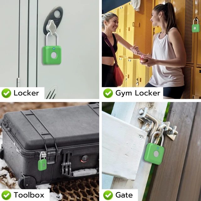 Alt view image 3 of 7 - Gym Locker Lock,School Locker Lock,Fingerprint Padlock for Gym Locker Smart Padlock with APP Unlock,USB Rechargeable for School Gym Locker Dorms Gate Fence Toolbox Hasp Storage