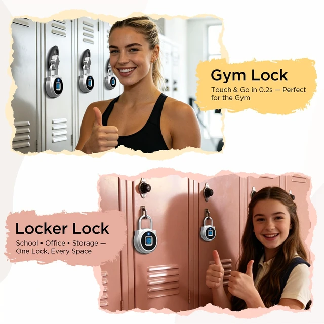Alt view image 7 of 7 - Fingerprint Lock, Gym Lock, Bluetooth Lock, Small Fingerprint Padlock with Keyless, Weatherproof Smart Lock for Gym Locker School Suitcase Cabinet Luggage Storage and Fence