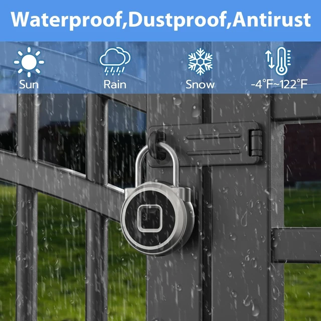 Alt view image 6 of 7 - Fingerprint Padlock,Gym Locker Lock,Smart Padlock Bluetooth APP Control Biometric Lock for Gym Locker School Luggage Cabinet Fence Storage Silver