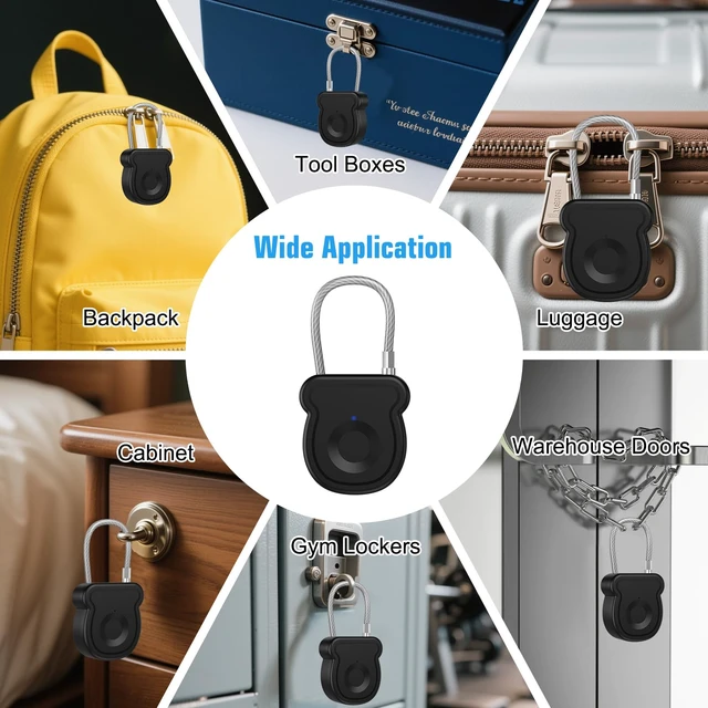 Alt view image 6 of 7 - Smart Fingerprint Padlock for Luggage - 20 User Capacity, USB Key & Emergency Code, Keyless Biometric Lock for Gym Locker, Suitcase, Backpack, Toolbox & Handbag (Black)