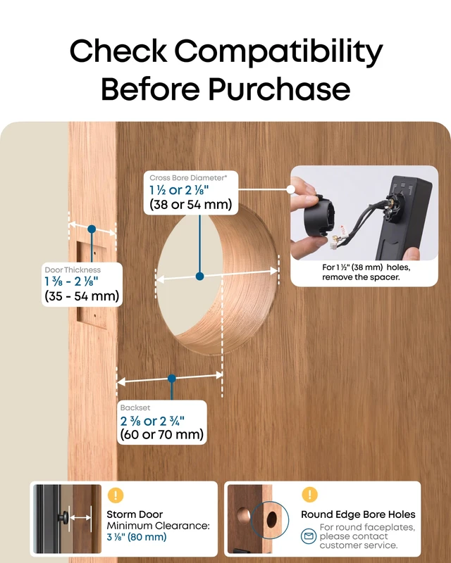 Alt view image 6 of 7 - Smart Lock FamiLock C32, Fingerprint Keyless Lock with Handle | Interior Doors, Built-in Wi-Fi, App Control, Auto Lock, 4 AA Batteries, Alexa/Google, Rekey Not Supported, Keyless Door Lock