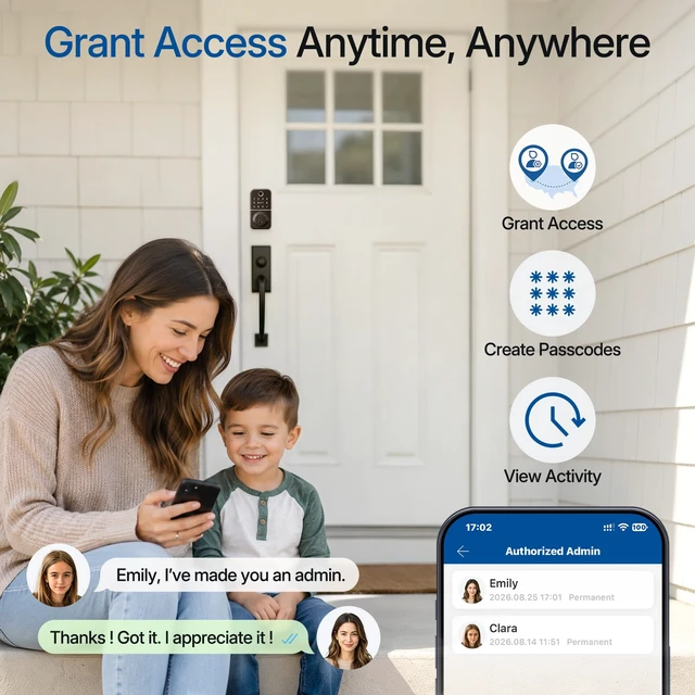 Alt view image 4 of 7 - Smart Keypad Deadbolt Door Lock with Fingerprint for Front Door | 7 in 1 Keyless Entry with Code, Electronic with APP Control, Auto-Lock, IP54 Waterproof, Easy DIY Install, ANSI Grade 3