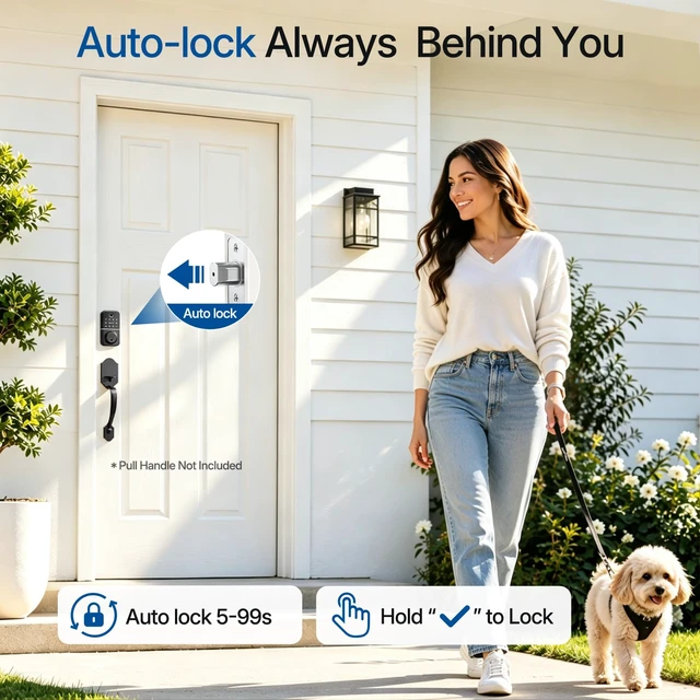 Alt view image 6 of 7 - Smart Keypad Deadbolt Door Lock with Fingerprint for Front Door | 7 in 1 Keyless Entry with Code, Electronic with APP Control, Auto-Lock, IP54 Waterproof, Easy DIY Install, ANSI Grade 3