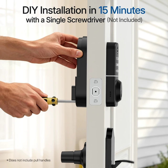 Alt view image 7 of 7 - Smart Keypad Deadbolt Door Lock with Fingerprint for Front Door | 7 in 1 Keyless Entry with Code, Electronic with APP Control, Auto-Lock, IP54 Waterproof, Easy DIY Install, ANSI Grade 3