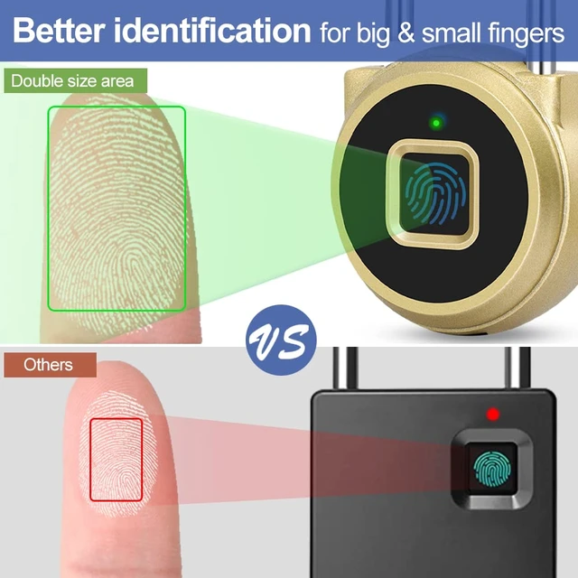 Alt view image 3 of 7 - Fingerprint Padlock, Keyless Gym Locker Lock for School Locker | Biometric Smart Pad Lock with Bluetooth App, Waterproof Combination Padlock for Gym Bag Suitcase Cabinet Toolbox - Gold