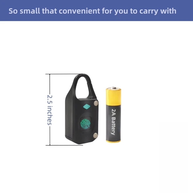 Alt view image 2 of 5 - Small Fingerprint Padlock for Locker, Rechargeable Bluetooth Mini Locker Lock, Small Electronic Biometric Padlock for Gym Locker, Suitcase, Backpack, Use with APP
