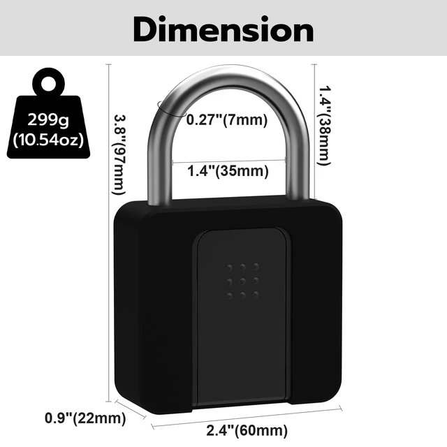 Alt view image 7 of 7 - Fingerprint Padlock, Heavy Duty Combination Lock, Padlock with Key, Bluetooth, and Fingerprint Unlock, Waterproof with Protective Shell for Warehouse, Gate, Gym, Office, Cabinet Hasp