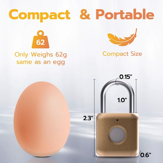 Alt view image 6 of 7 - Fingerprint Padlock, Smart Padlock, Locker Lock, Biometric Metal Keyless Fingerprint Lock, USB Rechargeable, for Gym Locker, Luggage, Backpack(Placer Gold)