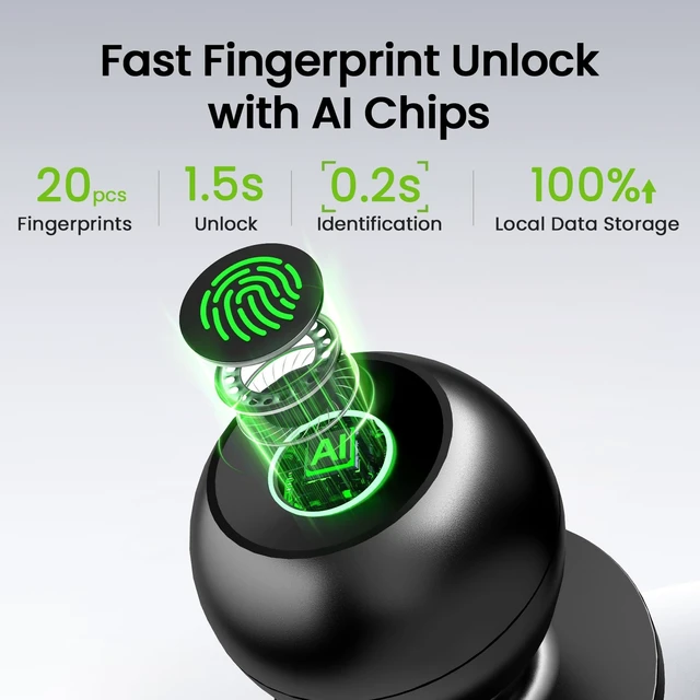 Alt view image 4 of 7 - Fingerprint Door Lock, 3 in 1 Smart Fingerprint Door Knob with App Control & Key, Auto Lock, Biometric Thumbprint Door Locks for Bedroom, Garage, Home & Office