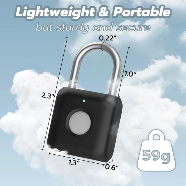 Alt view image 6 of 7 - Fingerprint Lock,Gym Locker Lock,Fingerprint Padlock Gym Lock APP Control | Smart Padlock USB Rechargeable for Gym Locker,Locker,School,Gate,Storage,Toolbox,Luggage Black