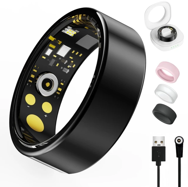 Main image of Smart Ring for Women & Men, Health Tracker Ring with Heart Rate, Blood Oxygen,Blood Pressure, IP68 Waterproof Fitness Ring, Sleep Tracker for iPhone and Android, No APP Fee (Black, 11#)