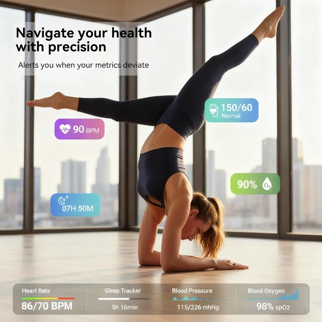 Alt view image 2 of 7 - Smart Ring for Women, Fitness & Activity Tracker with Blood Pressure/Heart Rate Monitor, Sleep Tracker,Step Counter, IP68 Waterproof Ring for iOS&Android, Fast Charge,No Subscription (Rose Gold,Size9)