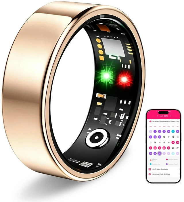Main image of Smart Ring for Women Men, Health Tracking Ring No APP Fee (Rosegold,8) | 24/7 Fitness Tracker Heart Rate/SpO2/Stress/Sleep Monitor, IP68 Waterproof, Long Battery Fast Charge, iOS/Android Compatible