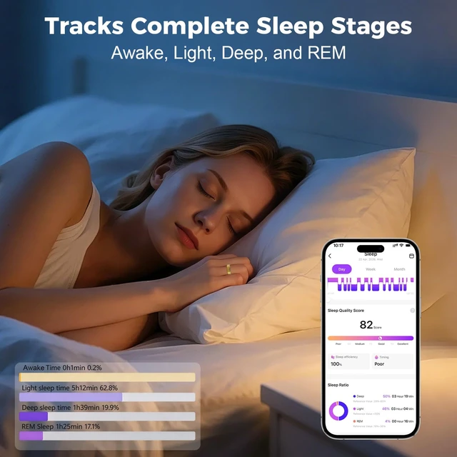 Alt view image 2 of 6 - Smart Ring for Women Men, Health Tracking Ring No APP Fee (Rosegold,8) | 24/7 Fitness Tracker Heart Rate/SpO2/Stress/Sleep Monitor, IP68 Waterproof, Long Battery Fast Charge, iOS/Android Compatible