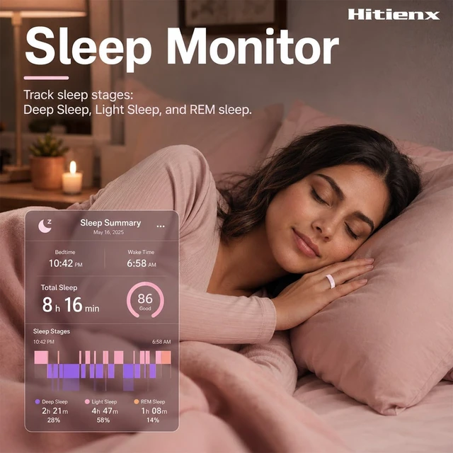 Alt view image 4 of 7 - Ceramic Smart Ring 4 for Women, Sleep & Fitness Tracker (Pink, 8) | Ultra-Thin, Family Mode, Women's Cycle Tracking, Heart Rate/Blood Oxygen/Stress/Temp Monitoring, IP68 Waterproof, No App Fee