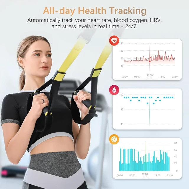 Alt view image 6 of 7 - Fit Ring, Smart Health Rings for Women Men with Heart Rate,Blood Oxygen,HRV,Stress Level, Sleep Monitor, Step Tracker, No Subscription Fee, IP68 Waterproof Smart Ring for iphone &Android (Black, 12#)
