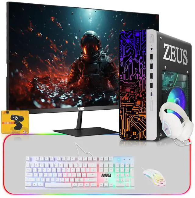 Main image of TechMagnet Zeus Pro 9 Gaming Desktop PC, Intel i5, GT 1030, 16GB RAM, 512GB SSD, 22 Inch Monitor, 4 in 1 Gaming Kit, Webcam, USB WiFi BT, Win 11