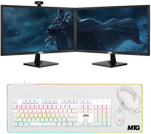 Main image of TechMagnet Cheetah 6 All-in-One PC, i5-6, 8GB RAM, 120GB SSD, Win 11, Dual 27 Inch Curved Monitor, MTG 4 in 1 Kit, Webcam, USB WiFi BT, Desktop Computers for Home, Office & Study