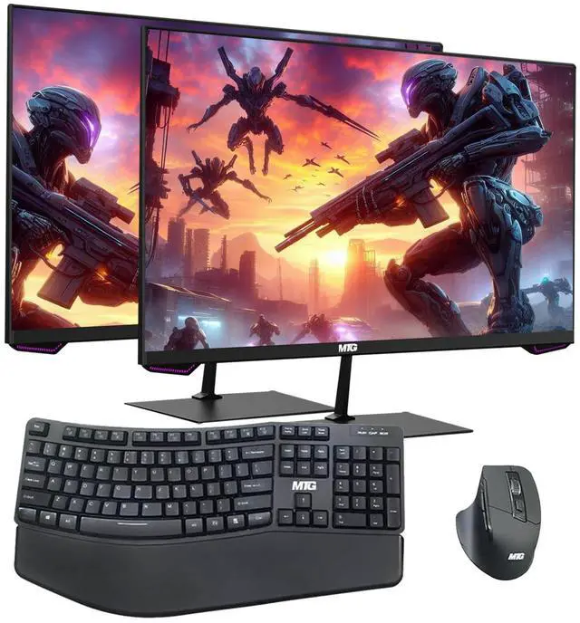 Main image of TechMagnet Cheetah 6 All-in-One PC, i5-6, 8GB RAM, 120GB SSD, Win 11, Dual 24 Inch Monitor, Wireless Ergonomic KBM, USB WiFi BT, Desktop Computers for Home, Office & Study