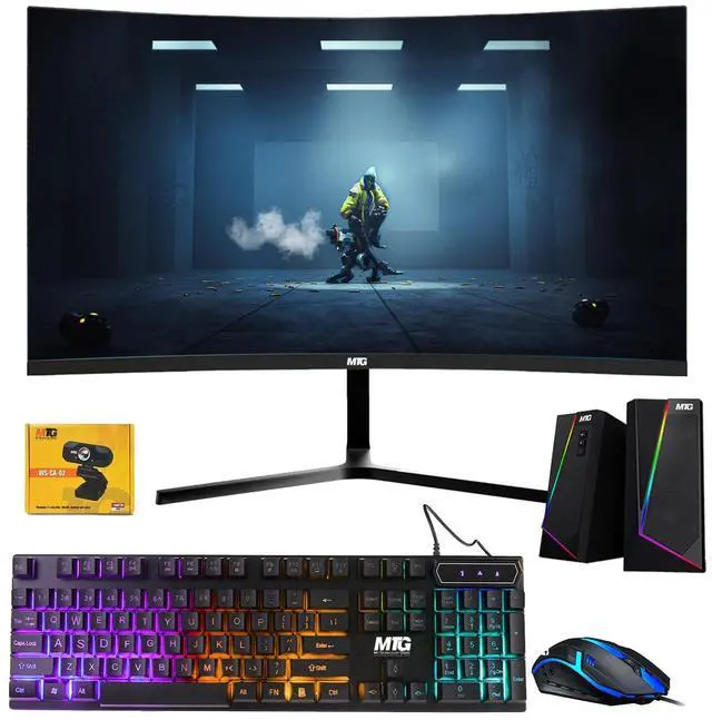 Main image of TechMagnet Cheetah 4 All-in-One PC, i5-6th Gen, 8GB RAM, 120GB SSD, Win 11, Desktop Computer with 24 Inch Curved Monitor, RGB Keyboard & Mouse, Speaker USB WiFi BT for Home, Office & Study