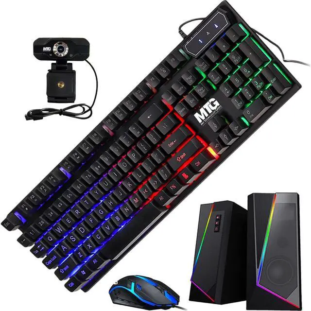 Alt view image 6 of 7 - TechMagnet Cheetah 4 All-in-One PC, i5-6th Gen, 8GB RAM, 120GB SSD, Win 11, Desktop Computer with 24 Inch Curved Monitor, RGB Keyboard & Mouse, Speaker USB WiFi BT for Home, Office & Study