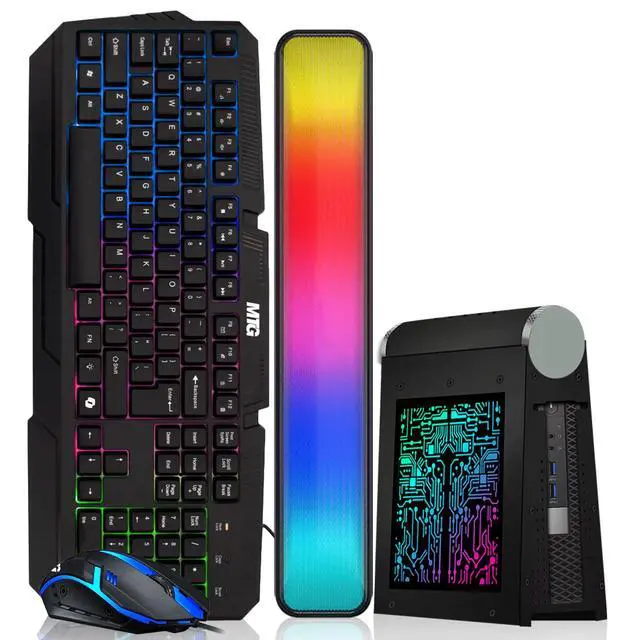 Main image of TechMagnet CyberCube Mini PC, i7, 8GB RAM, 256GB SSD, Win 11, RGB KBM, Soundbar, USB WiFi BT, Desktop Computers for Home, Office & Study
