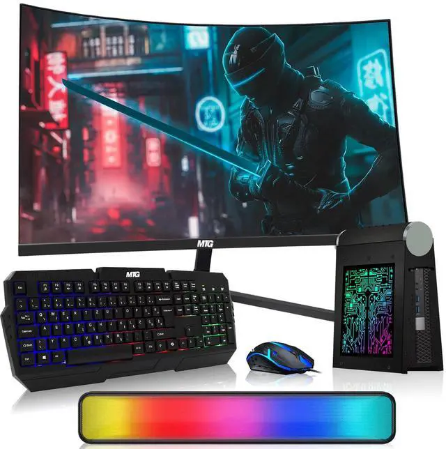 Main image of TechMagnet CyberCube Mini PC, i7, 16GB RAM, 256GB SSD, Win 11, 27 Inch Curved Monitor, RGB Keyboard & Mouse, Soundbar, WiFi BT, Desktop Computers, Home, Office & Study