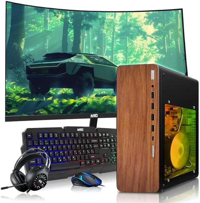 Main image of HP Full Dark Gaming PC Desktop Computer AMD Ryzen 3 PRO, GT 1030 Graphics, 16GB RAM, 1TB SSD, 32 Inch Curved Monitor, RGB KBM, Headphone, WiFi BT, Win 11