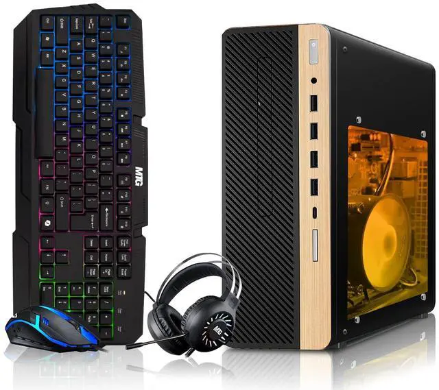 Main image of HP Half Light Gaming PC Desktop Computer AMD Ryzen 3 PRO, GT 1030 Graphics, 8GB RAM, 256GB SSD, RGB KBM, Headphone, WiFi BT, Win 11