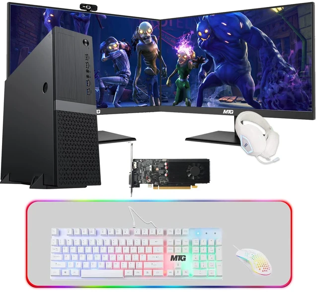 Main image of TechMagnet Heera Gaming PC, i5, 16GB RAM, 1TB SSD + 3TB HDD, GTX 1650 Graphics, Dual 27 Inch Monitor, 4 in 1 Gaming Kit, Webcam, USB WiFi BT, Win 11