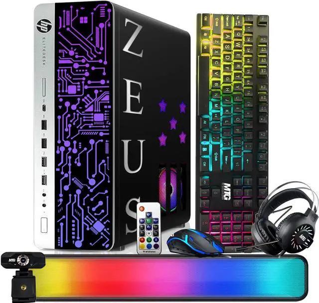 Main image of HP G3 Gaming Desktop Computer PC, i7, 16GB RAM, 256GB SSD + 1TB HDD, GT 1030 Graphics, RGB KBM, Soundbar, Headphone, Webcam, USB WiFi BT, Win 11 Pro