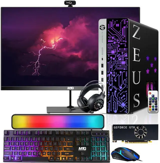 Main image of HP G3 Gaming Desktop Computer PC, i7, 16GB RAM, 1TB SSD + 4TB HDD, GTX 1050 Ti Graphics, 22 Inch Monitor, RGB KBM, Soundbar, Headphone, Webcam, USB WiFi BT, Win 11 Pro