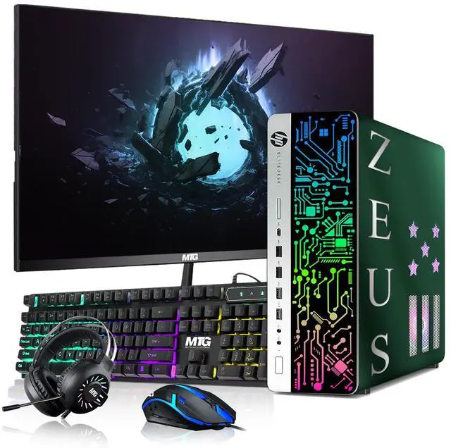 Main image of HP G3 Green Gaming Desktop Computer PC, i5, 16GB RAM, 1TB SSD, GTX 1050 Ti Graphics, 22 Inch Monitor, RGB KBM, Headphone, USB WiFi BT, Win 11 Pro