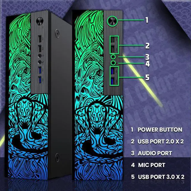 Alt view image 3 of 7 - TechMagnet Cobra Gaming PC, Intel i5, 32GB RAM, 1TB SSD + 2TB HDD Win 11, Desktop Computer, GT 1030 Graphics, MTG 4 in 1 Kit, Webcam, USB WiFi, Home & Office