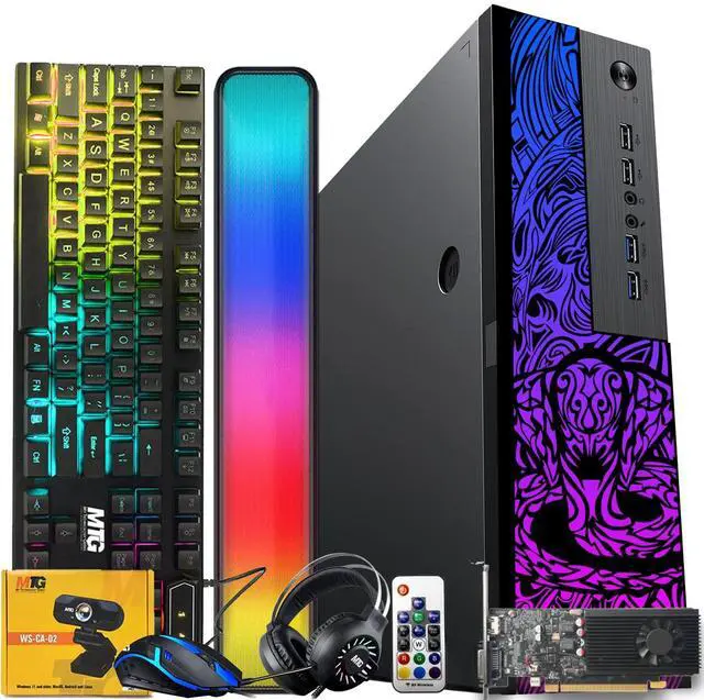 Main image of TechMagnet Cobra Gaming PC, Intel i5, 32GB RAM, 1TB SSD + 2TB HDD, Win 11, Desktop Computer, GT 1030 Graphics, RGB KBM, Soundbar, Headphone, Webcam, USB WiFi USB WiFi BT, Home & Office