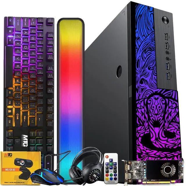 Main image of TechMagnet Cobra Gaming PC, Intel i5, 32GB RAM, 256GB SSD + 1TB HDD, Win 11, Desktop Computer, RX 550 Graphics, RGB KBM, Soundbar, Headphone, Webcam, USB WiFi, Home & Office