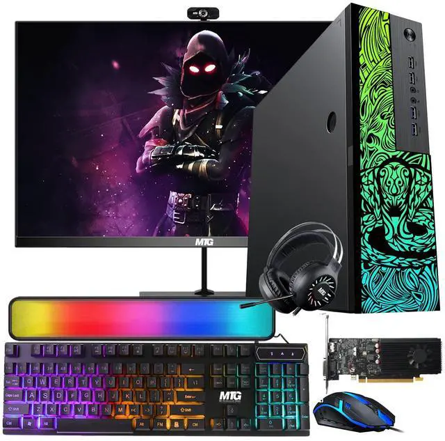 Main image of TechMagnet Cobra Gaming PC, Intel i5, 32GB RAM, 256GB SSD + 1TB HDD Win 11, Desktop Computer GT 1030 Graphics, 22 Inch Monitor, RGB KBM, Soundbar, Headphone, Webcam, USB WiFi USB WiFi BT